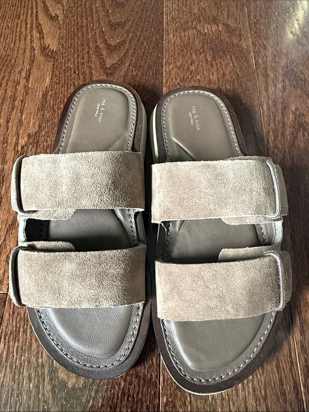 rag & bone Suede Double-Strap Sandals in Taupe